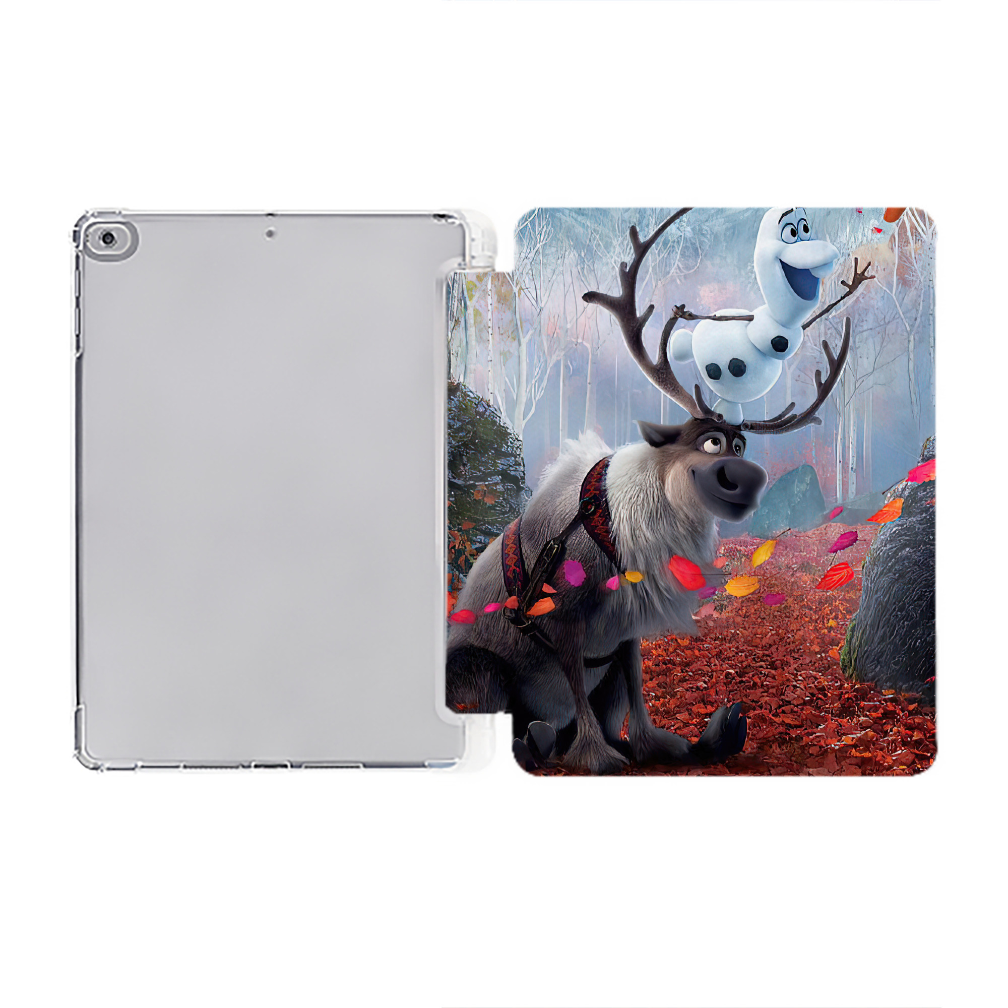 （画像用） アナと雪の女王 アンナ エルサ Frozen Anna Elsa IPad ケース ペン収納付き 三つ折りスタンド PUレザー×シリコン 対応機種9.5/10.5/10.9インチ